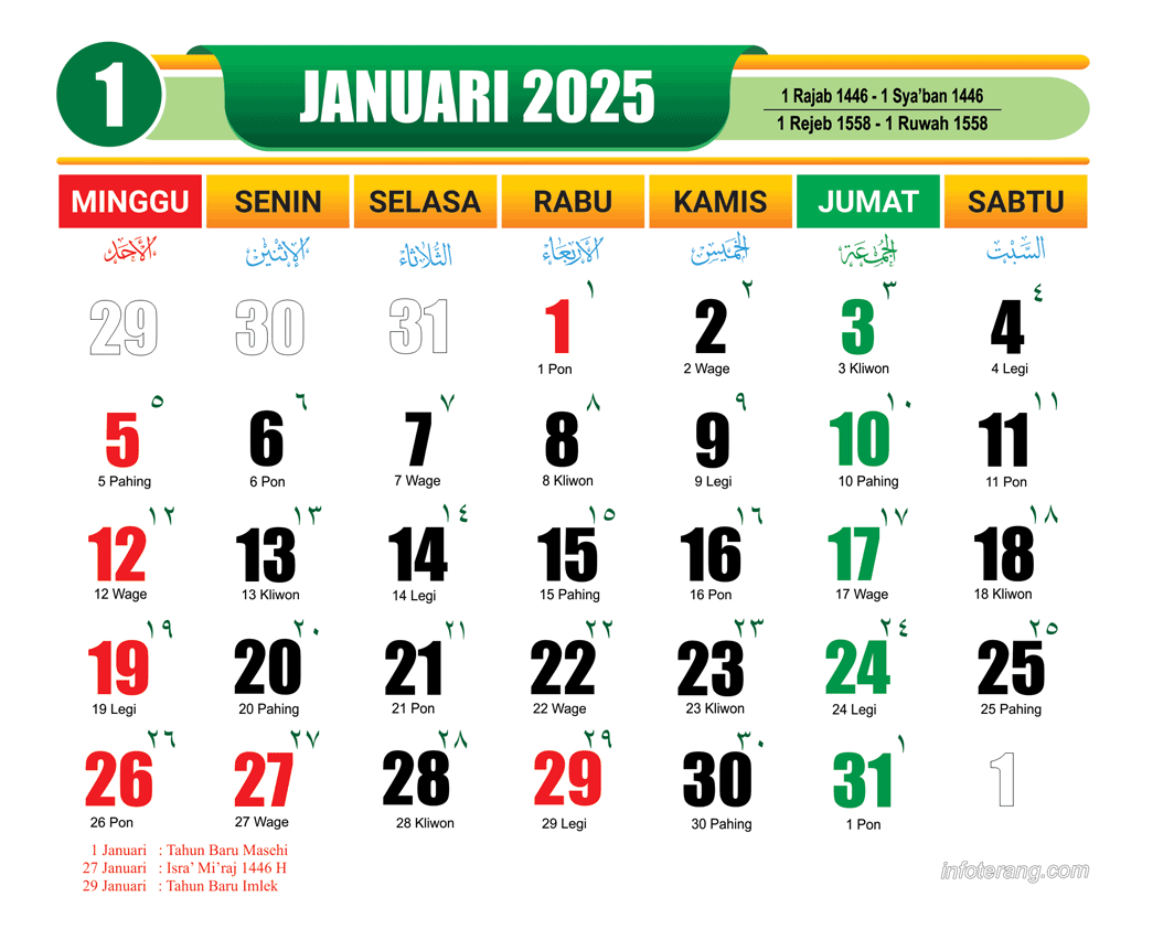 Download Kalender Januari 2025