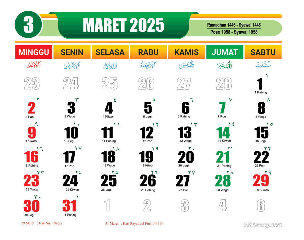 Download Kalender Maret 2025