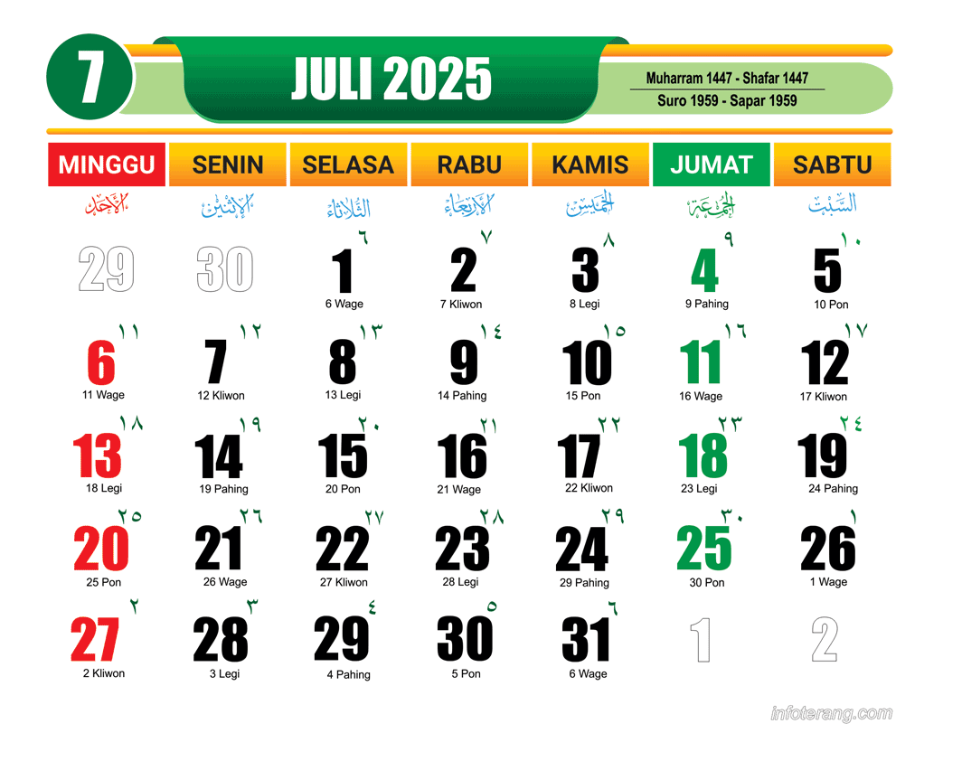 Download Kalender Juli 2025