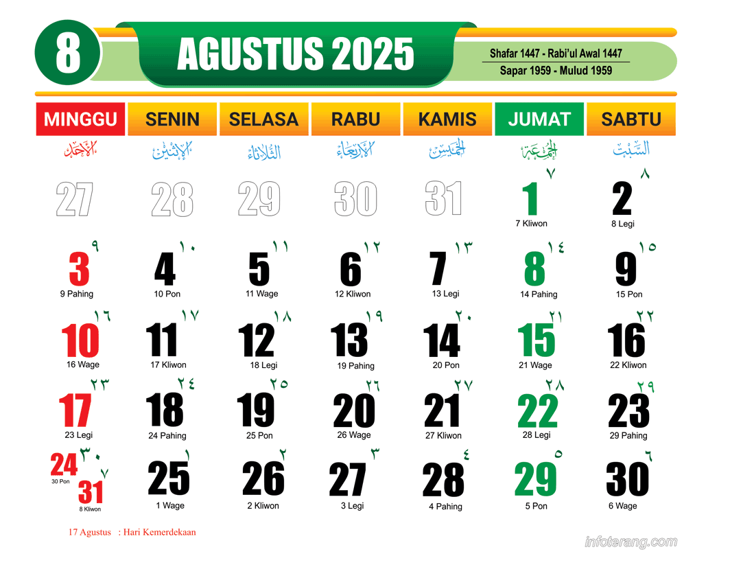 Download Kalender Agustus 2025